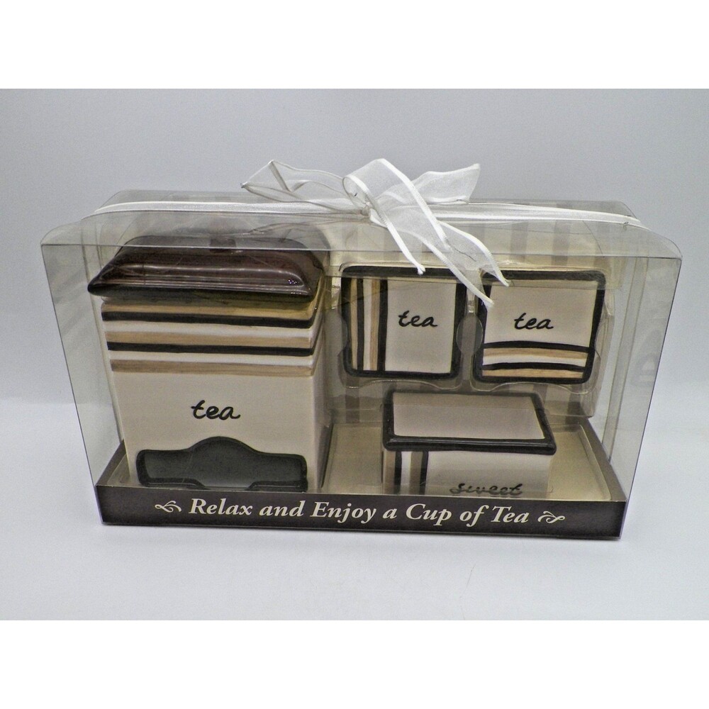 2006 Insights Tea Accessories Tea Bag Caddy Sweetener Server 2 Tea Bag Trays VTG